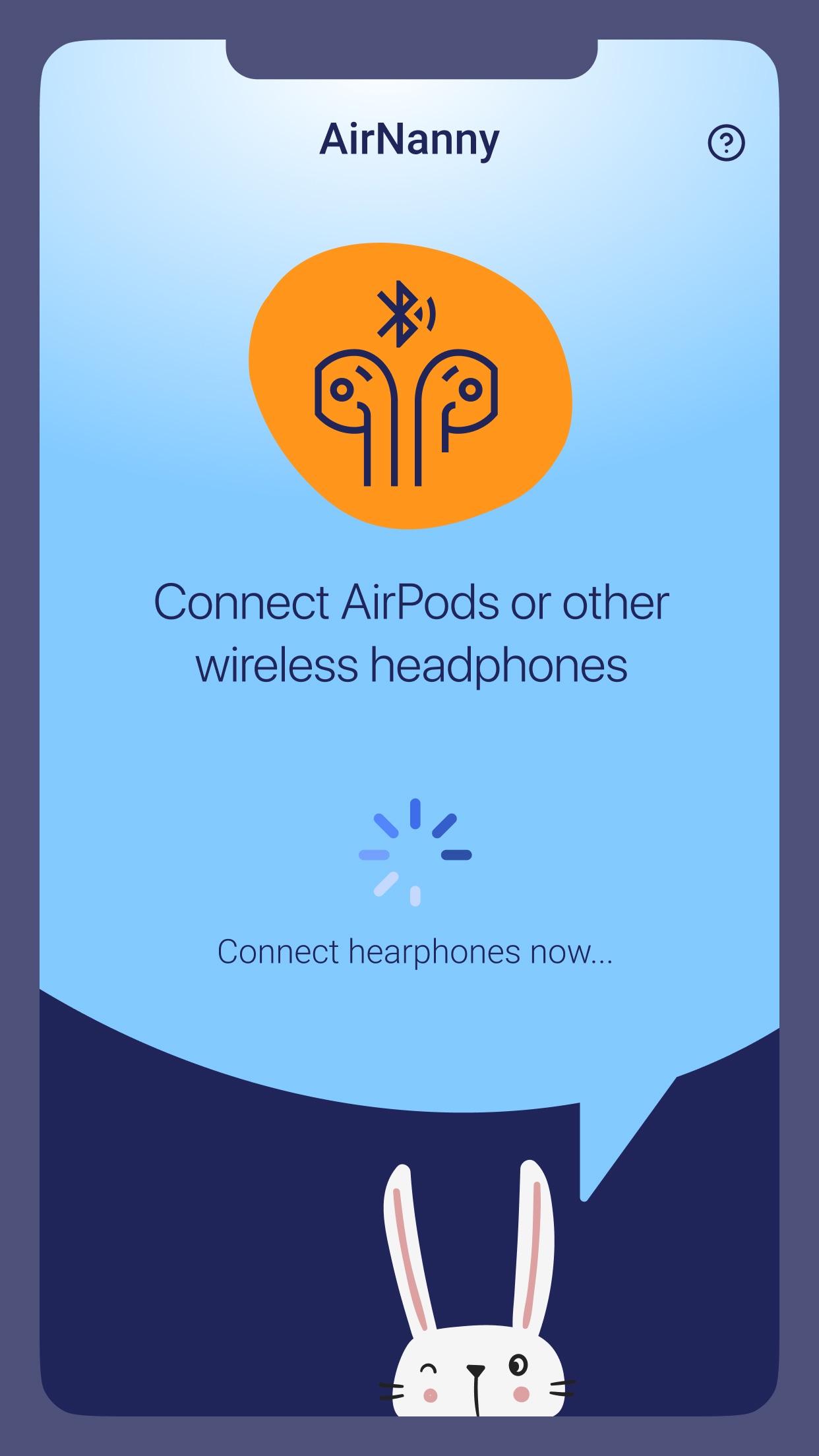 Pairing screen to connect AirPods or other wireless headphones